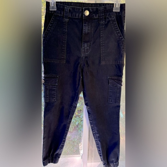 V.I.P. Unisex Dark Blue Cargo Jeans with utility pockets size 7-8. Front snap - Picture 1 of 9
